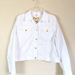 Michael Kors MK Logo White Jean Jacket Denim XL